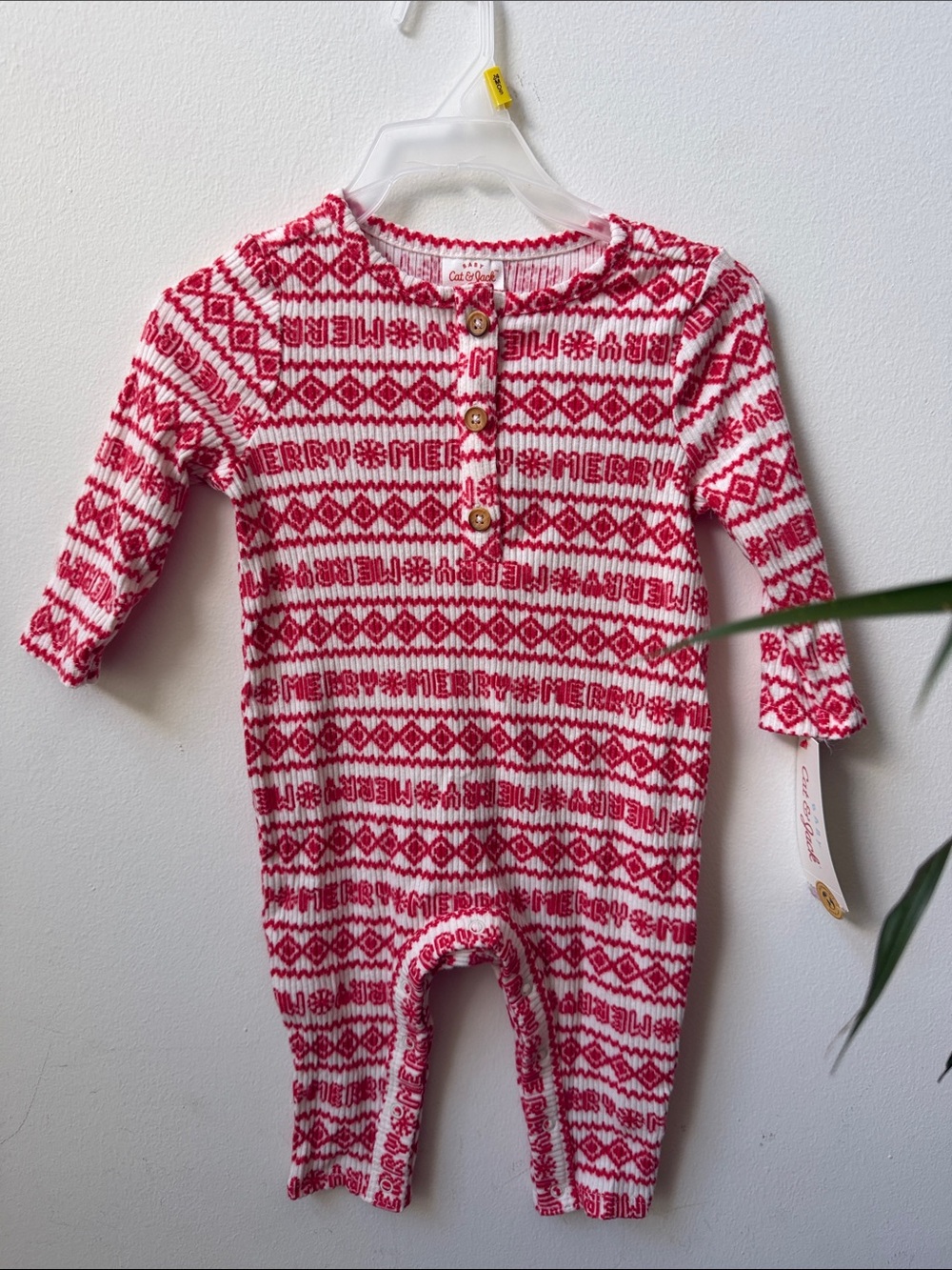 Cat & Jack Pink and White 'MERRY' Knit One-Piece